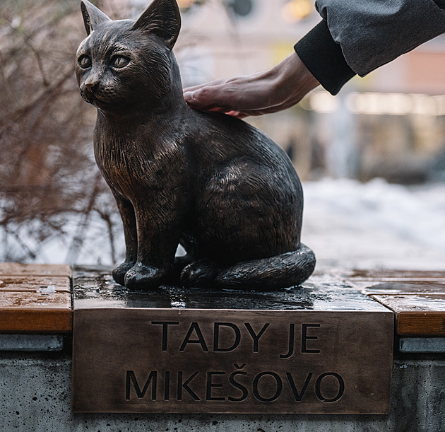 Modřany odhalily sošku „starosty“ Mikeše. Knížku o něm pokřtily mlékem pro kočky